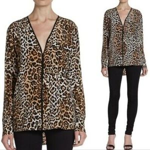 Rachel Zoe sz 4 Angie Leopard Print Silk Blouse